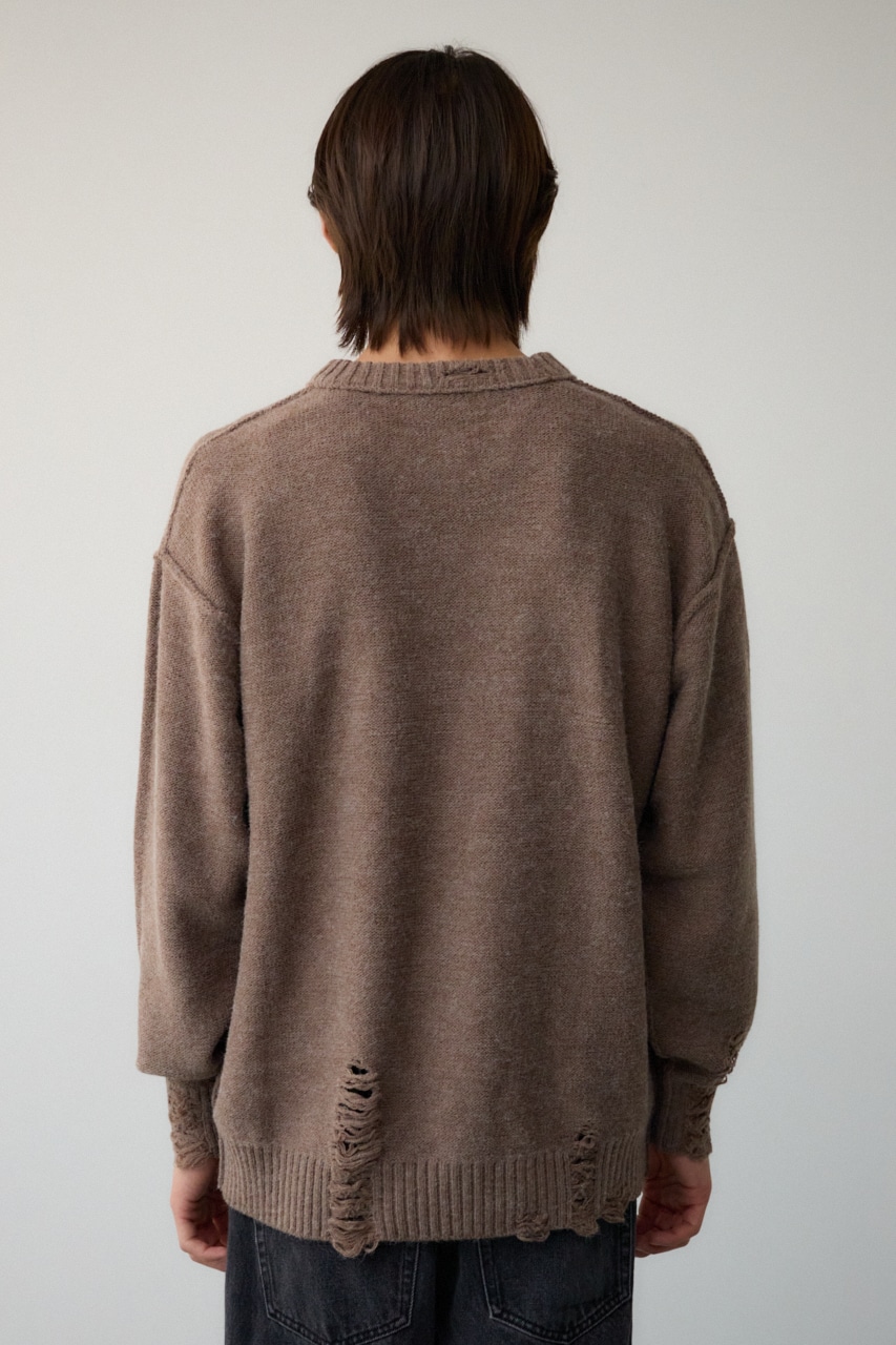 リバーシブルダメージニット BEG FREE