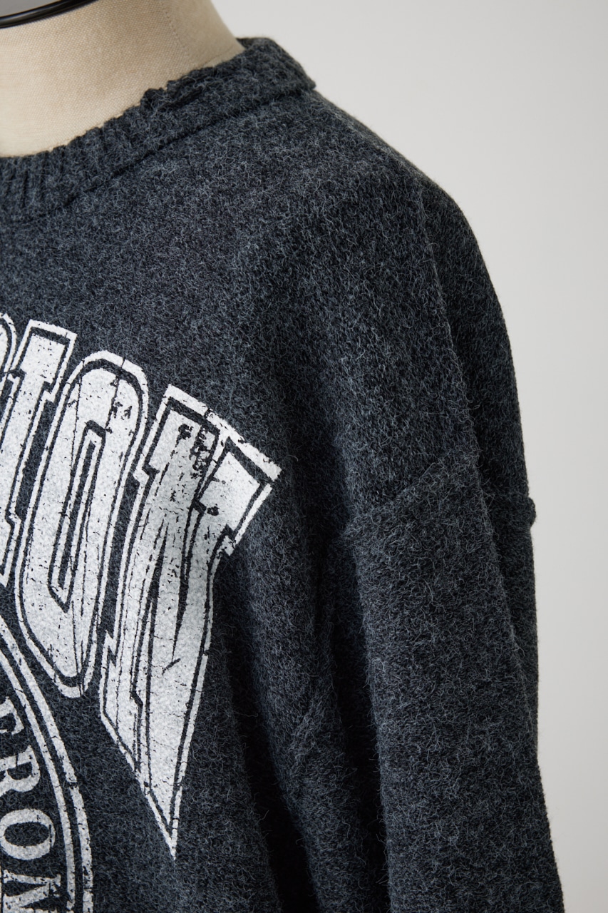 リバーシブルダメージニット C.GRY FREE