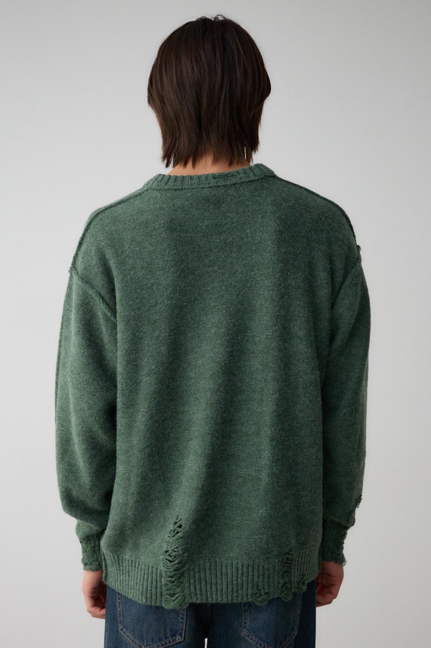 リバーシブルダメージニット GRN FREE