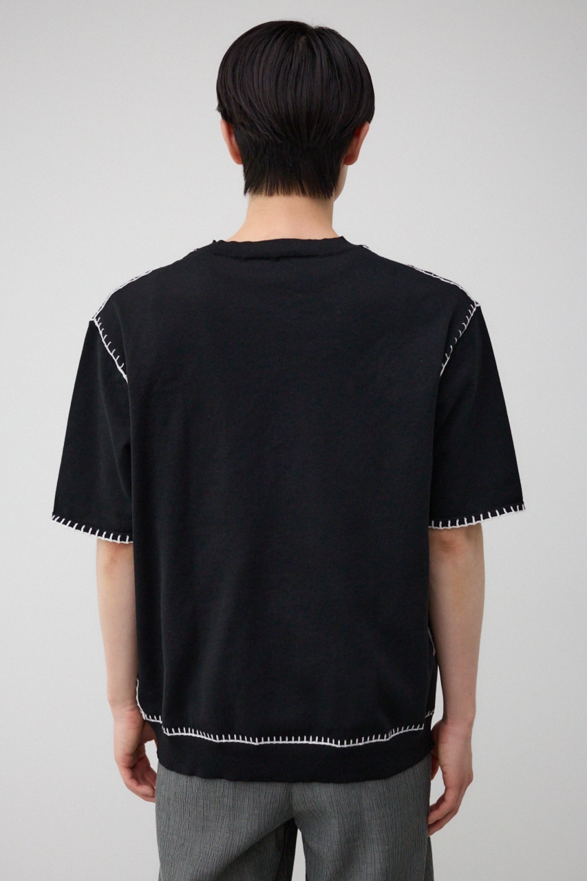 AZUL BY MOUSSY | ブランケットステッチ半袖ニット (ニット