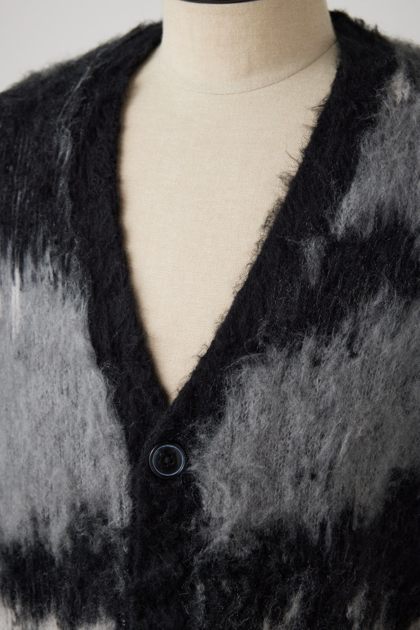 総柄モヘアライクカーディガン 柄BLK FREE