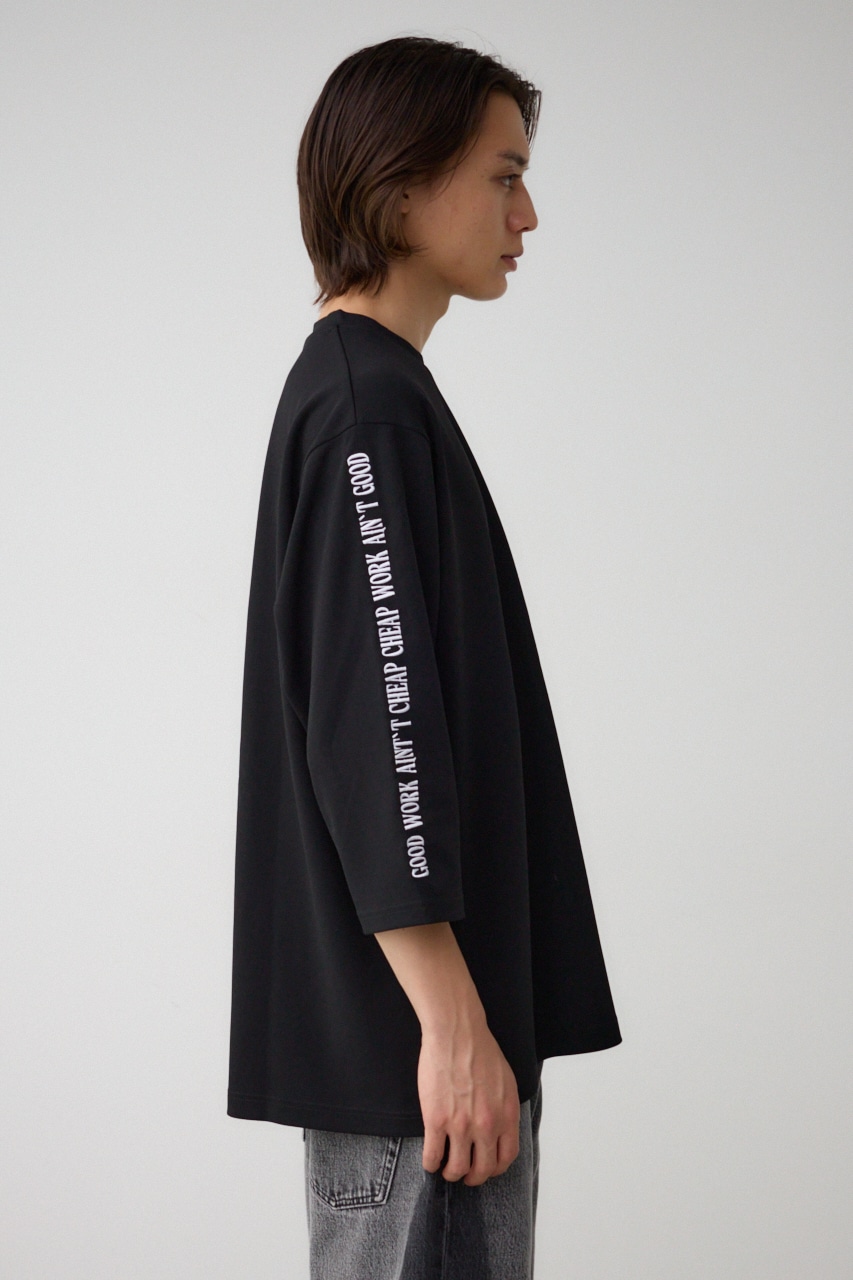 袖刺繍8分袖ビッグT BLK FREE