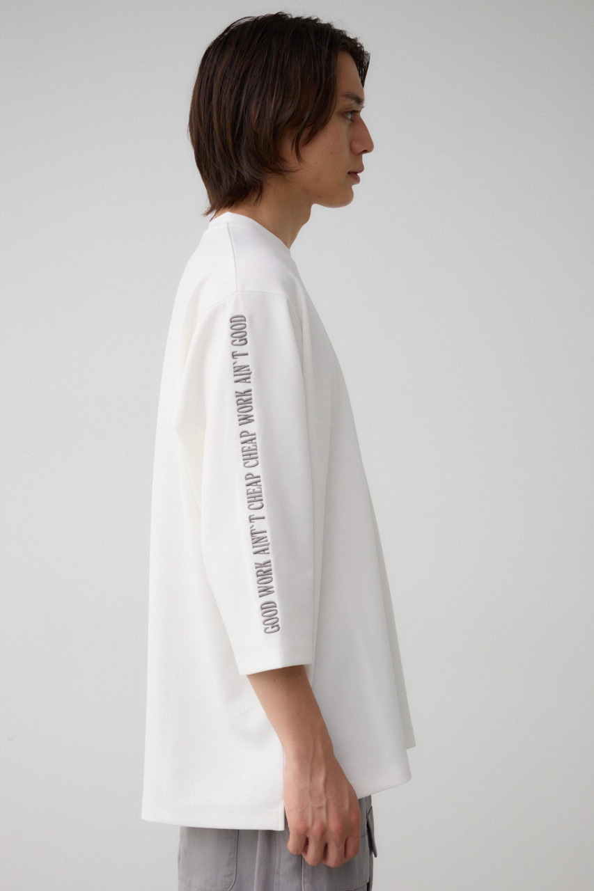 袖刺繍8分袖ビッグT WHT FREE