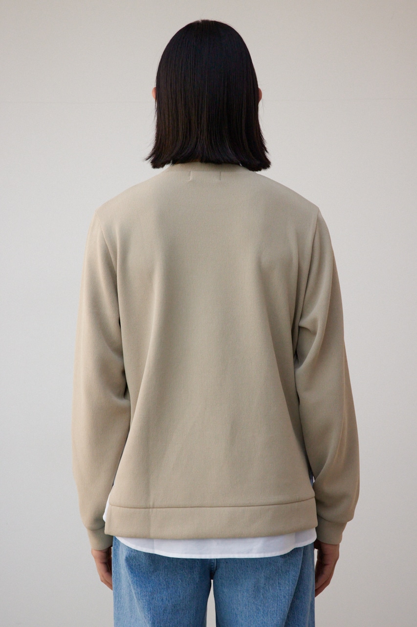 シャツレイヤードスリットニットソー BEG M