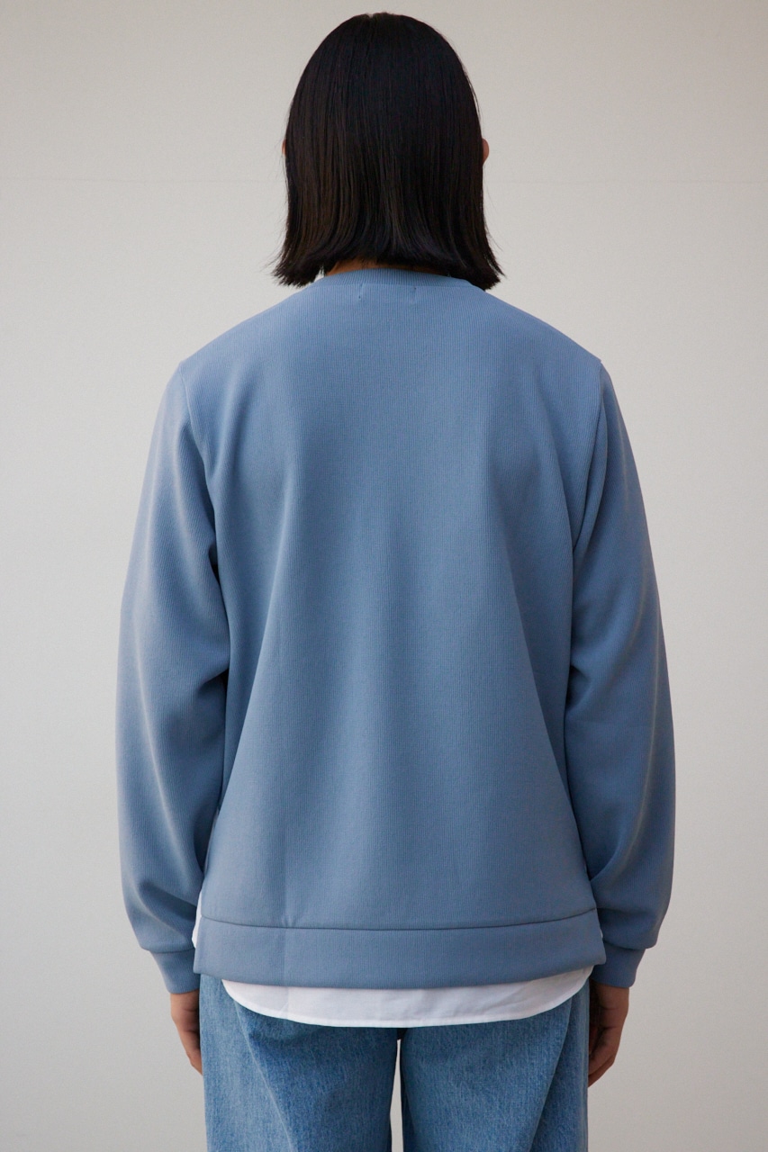 シャツレイヤードスリットニットソー BLU M