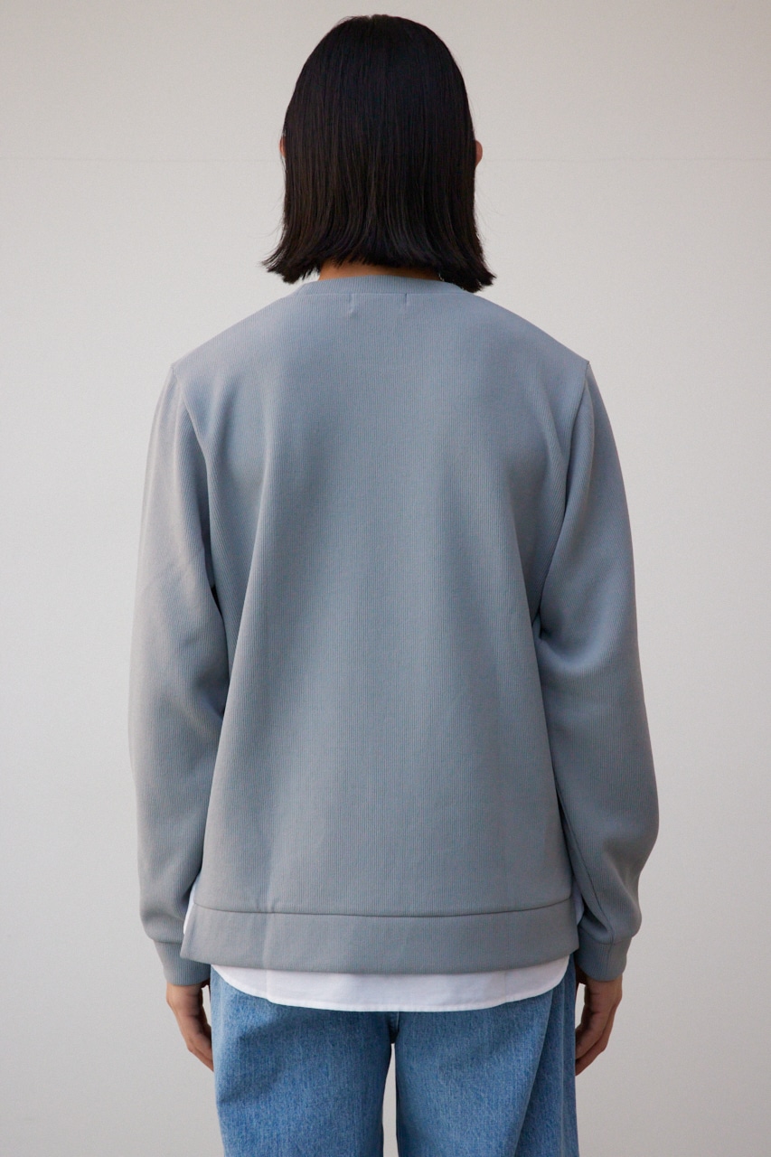 シャツレイヤードスリットニットソー GRY M