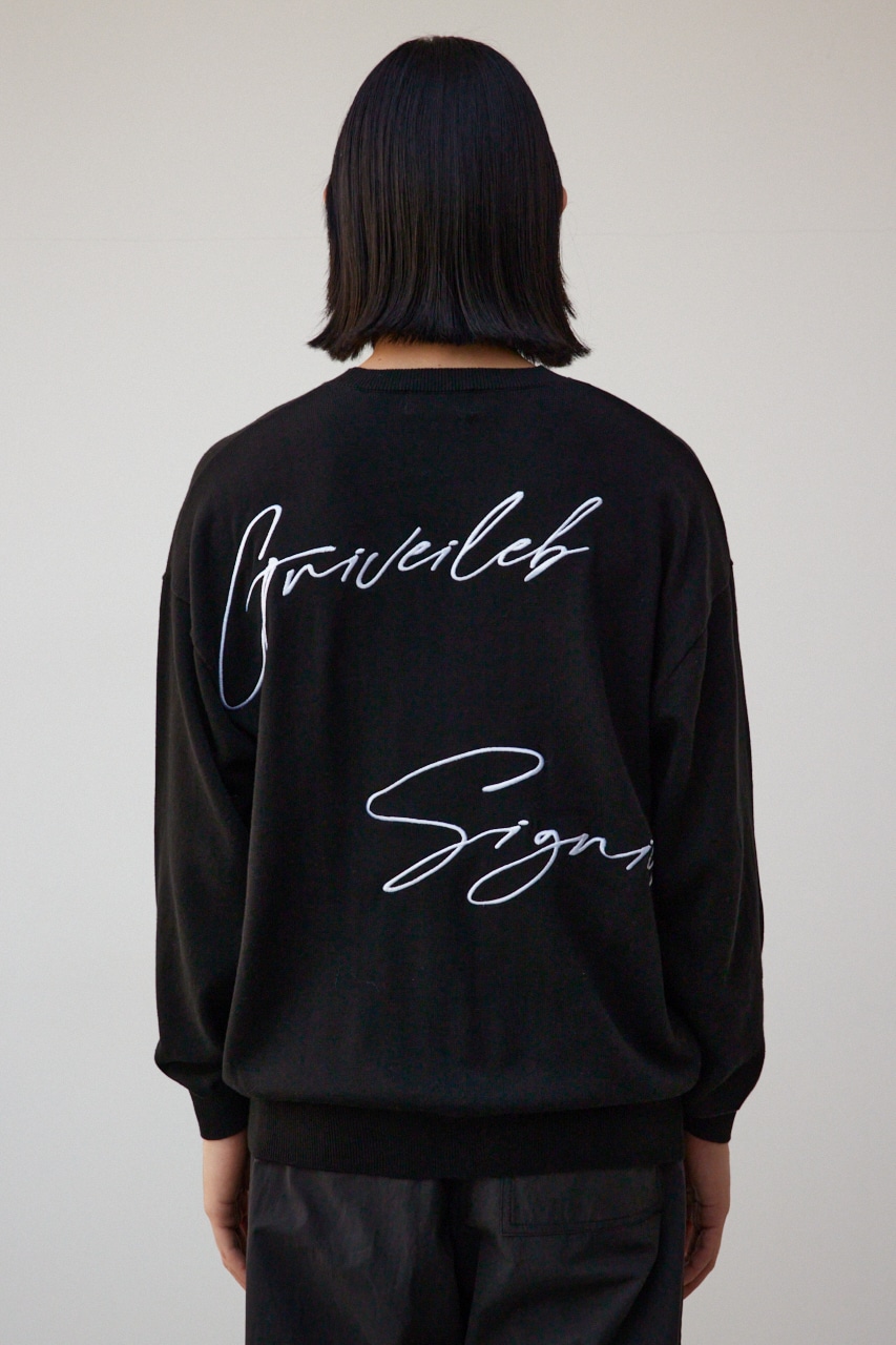 3D刺繍長袖ニットトップス BLK FREE