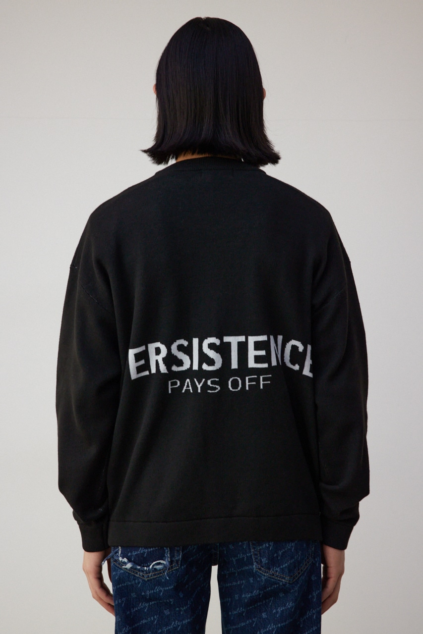 バックロゴジャガードカーディガン BLK M