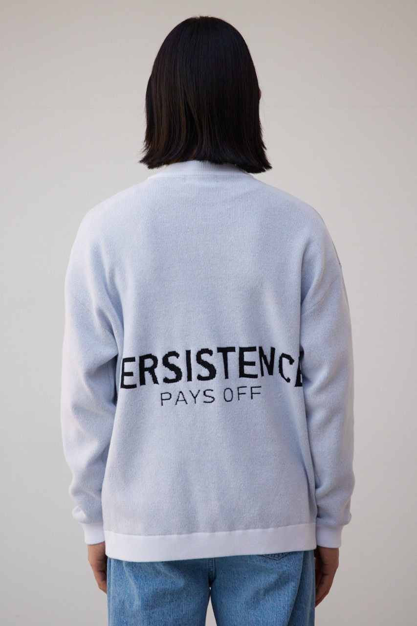 バックロゴジャガードカーディガン WHT L