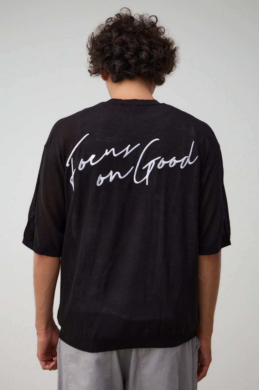 サマーニットグラフィックトップス BLK FREE