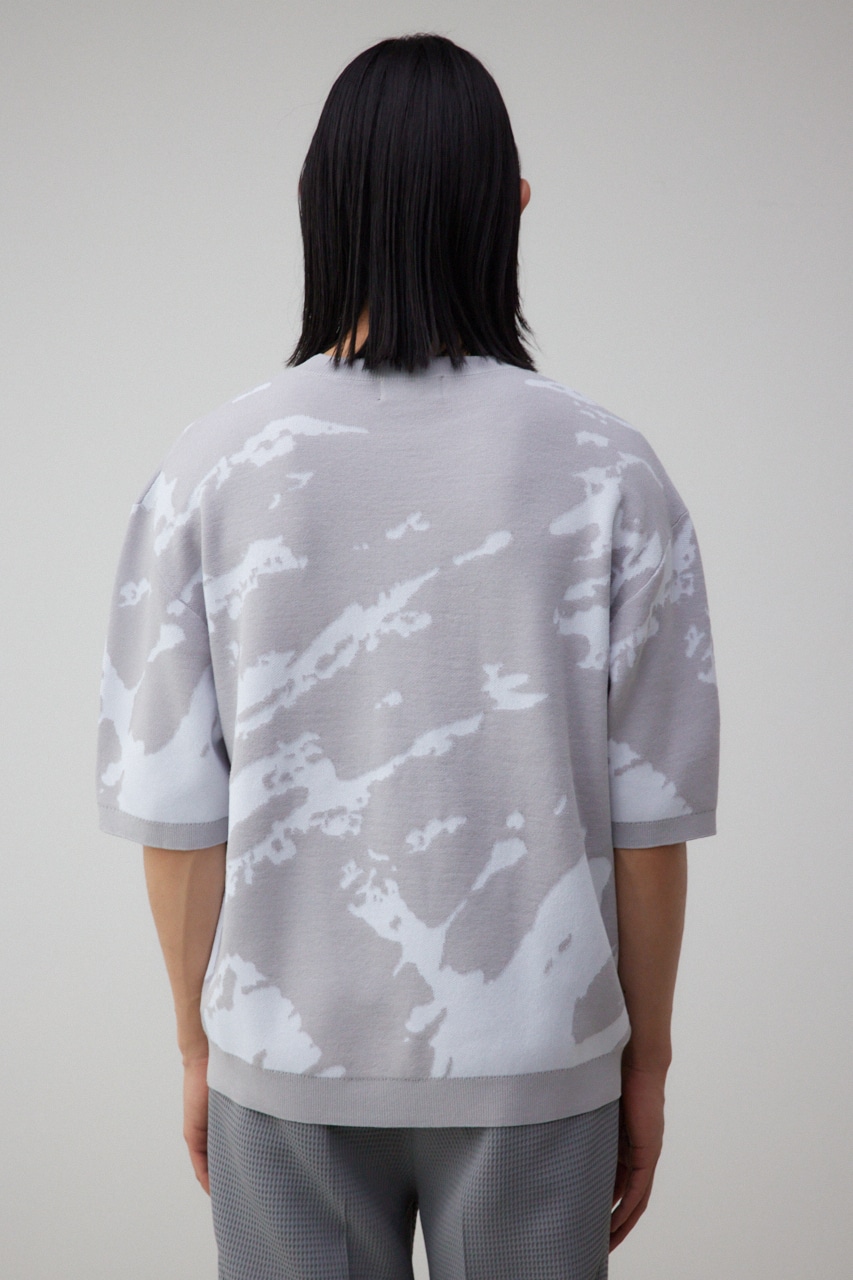 総柄半袖ニットトップス 柄GRY FREE