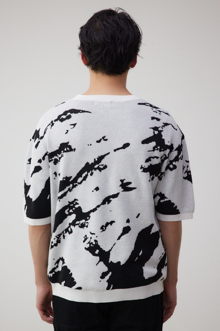 総柄半袖ニットトップス 柄WHT FREE