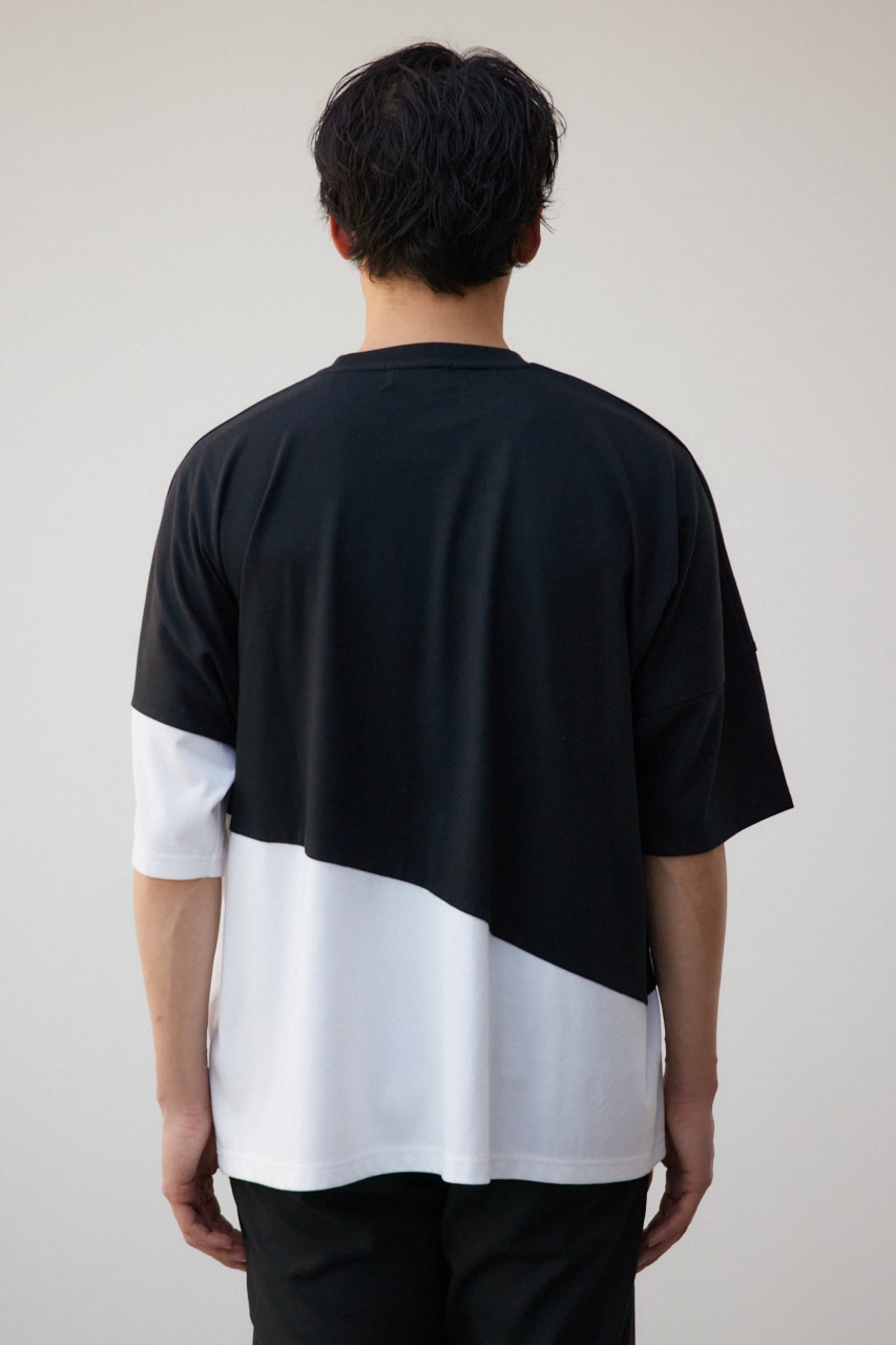 スイッチングバイカラートップス 柄BLK FREE