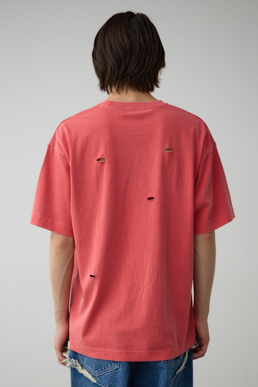 ピグメントダメージTシャツ RED FREE