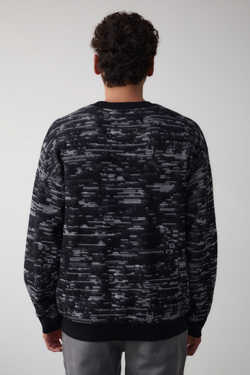 コントラストジャガードニット BLK L