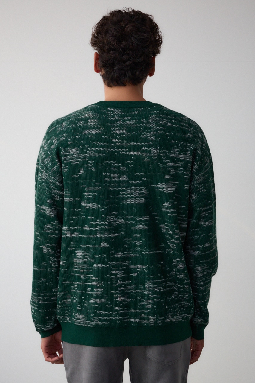 コントラストジャガードニット GRN S
