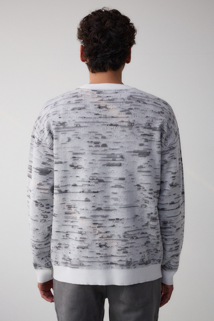 コントラストジャガードニット WHT S