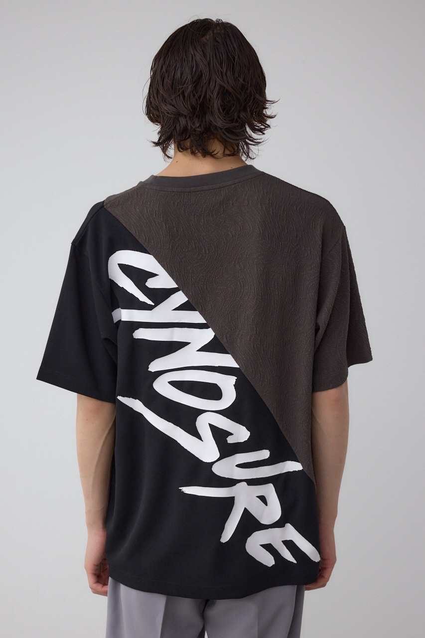 異素材スウィッチングラフィックTEE 柄BLK M