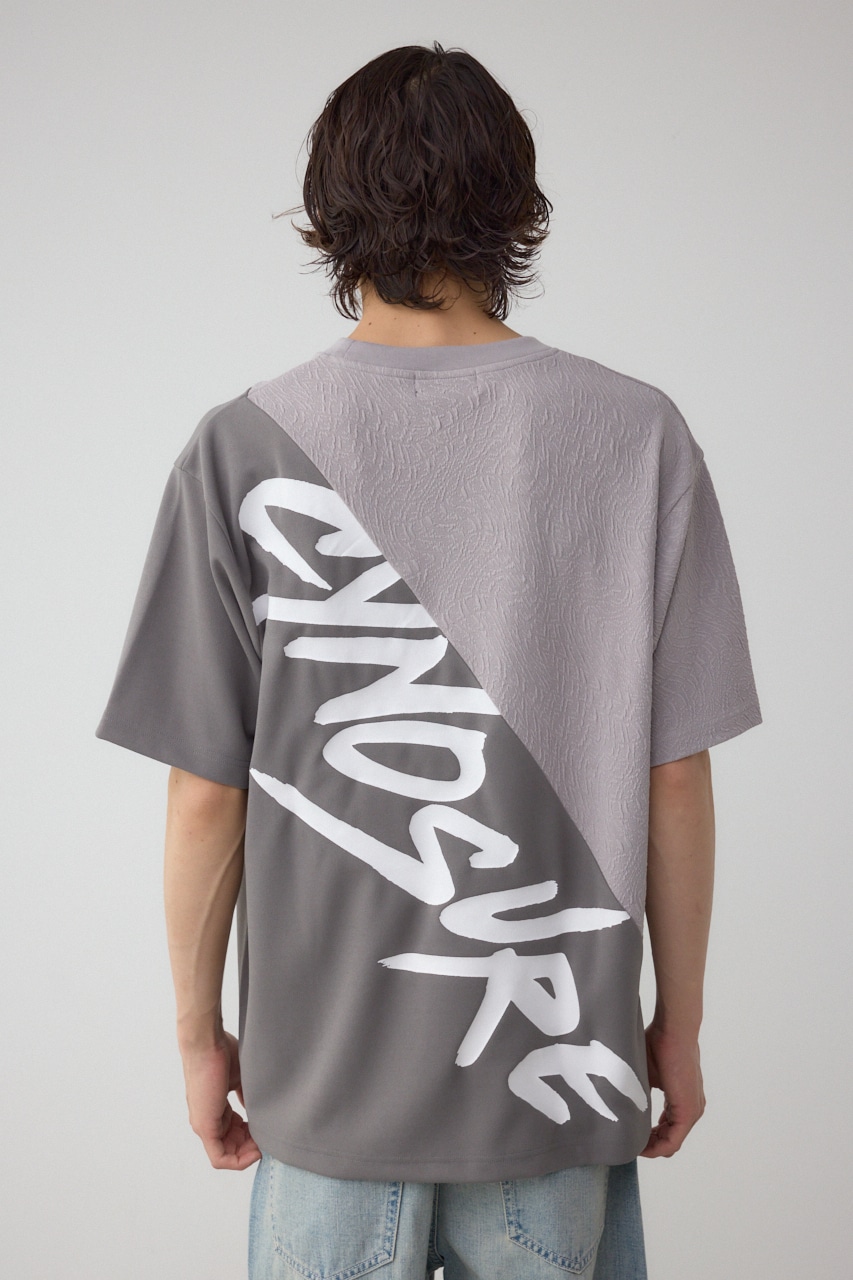 異素材スウィッチングラフィックTEE 柄GRY S
