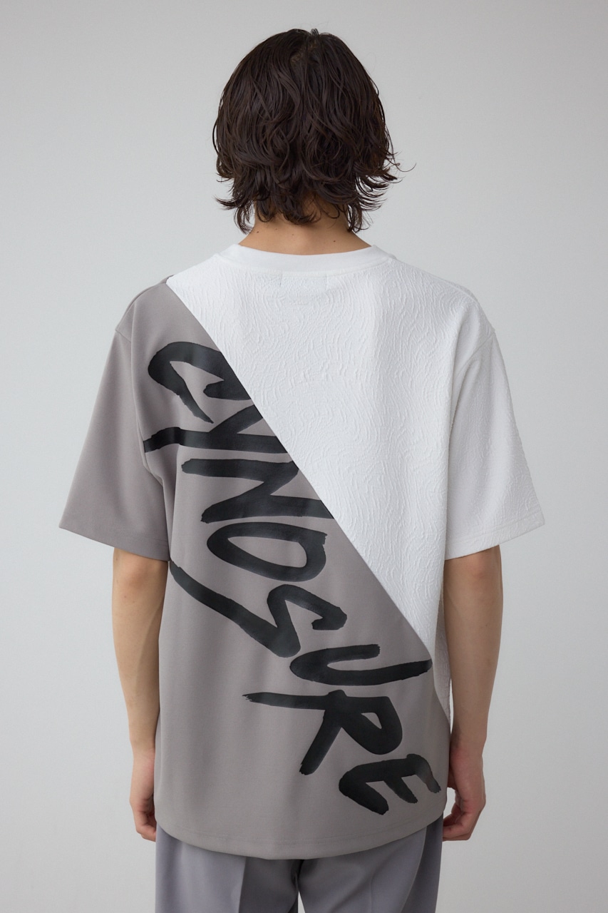 異素材スウィッチングラフィックTEE 柄WHT M