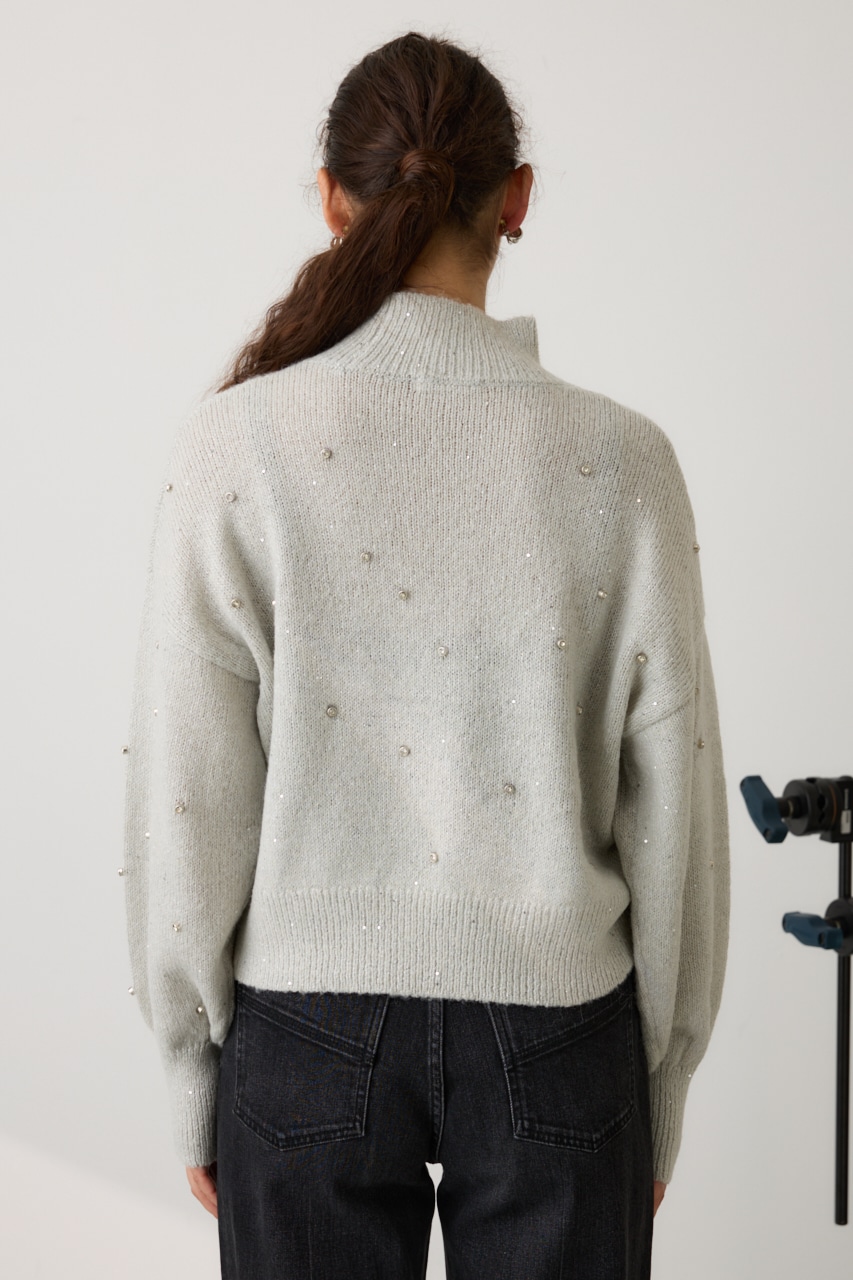 ラインストーンニット GRY FREE