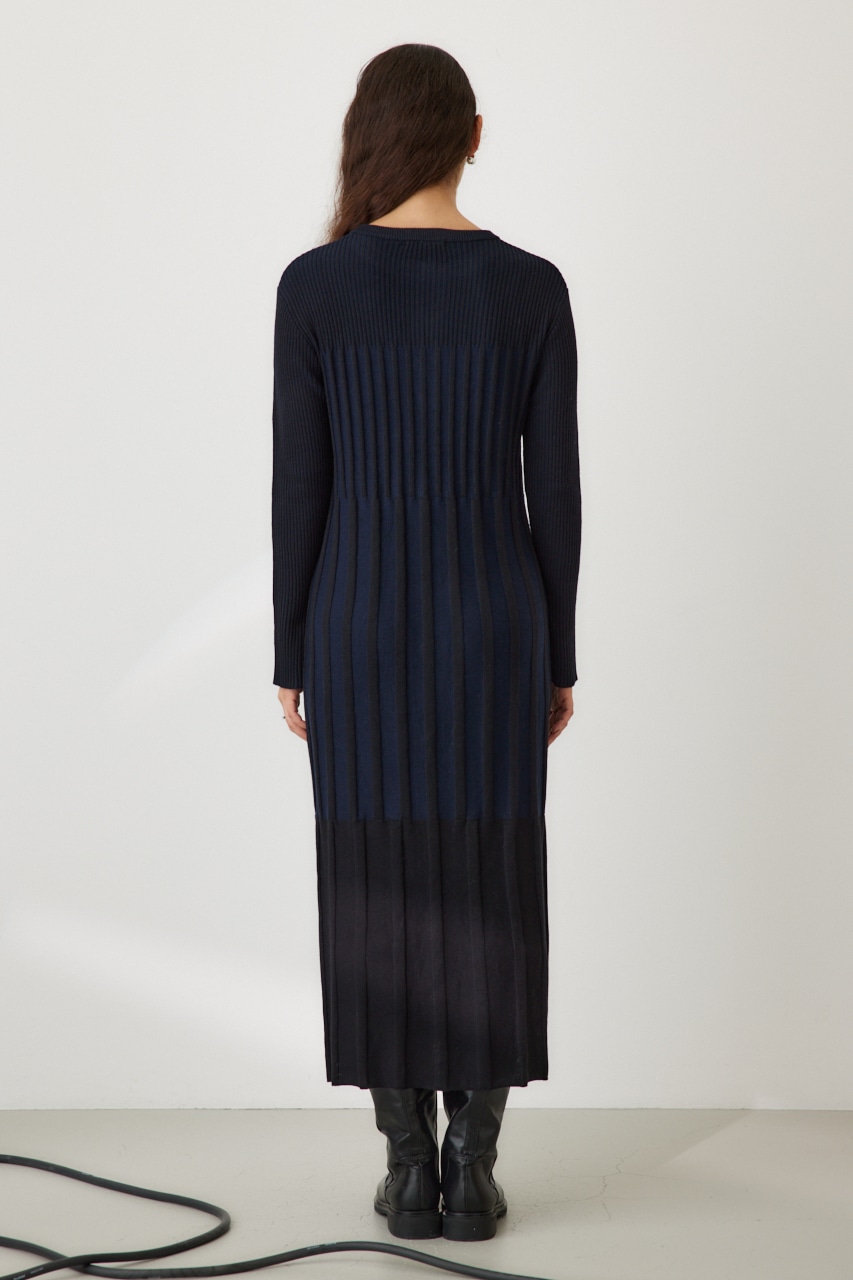 フロントジップリブニットワンピース BLK FREE