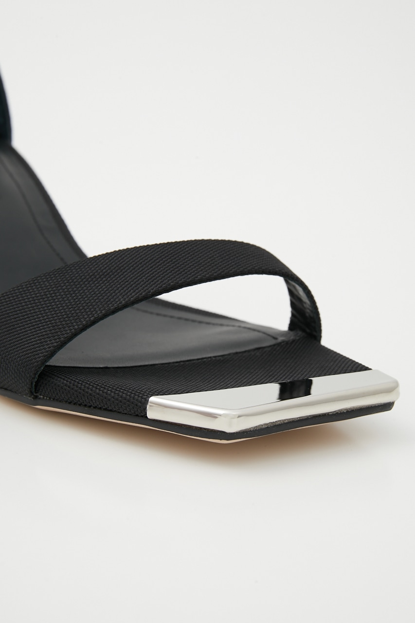 キャンバスクエアンクルストラップサンダル BLK 22.0cm