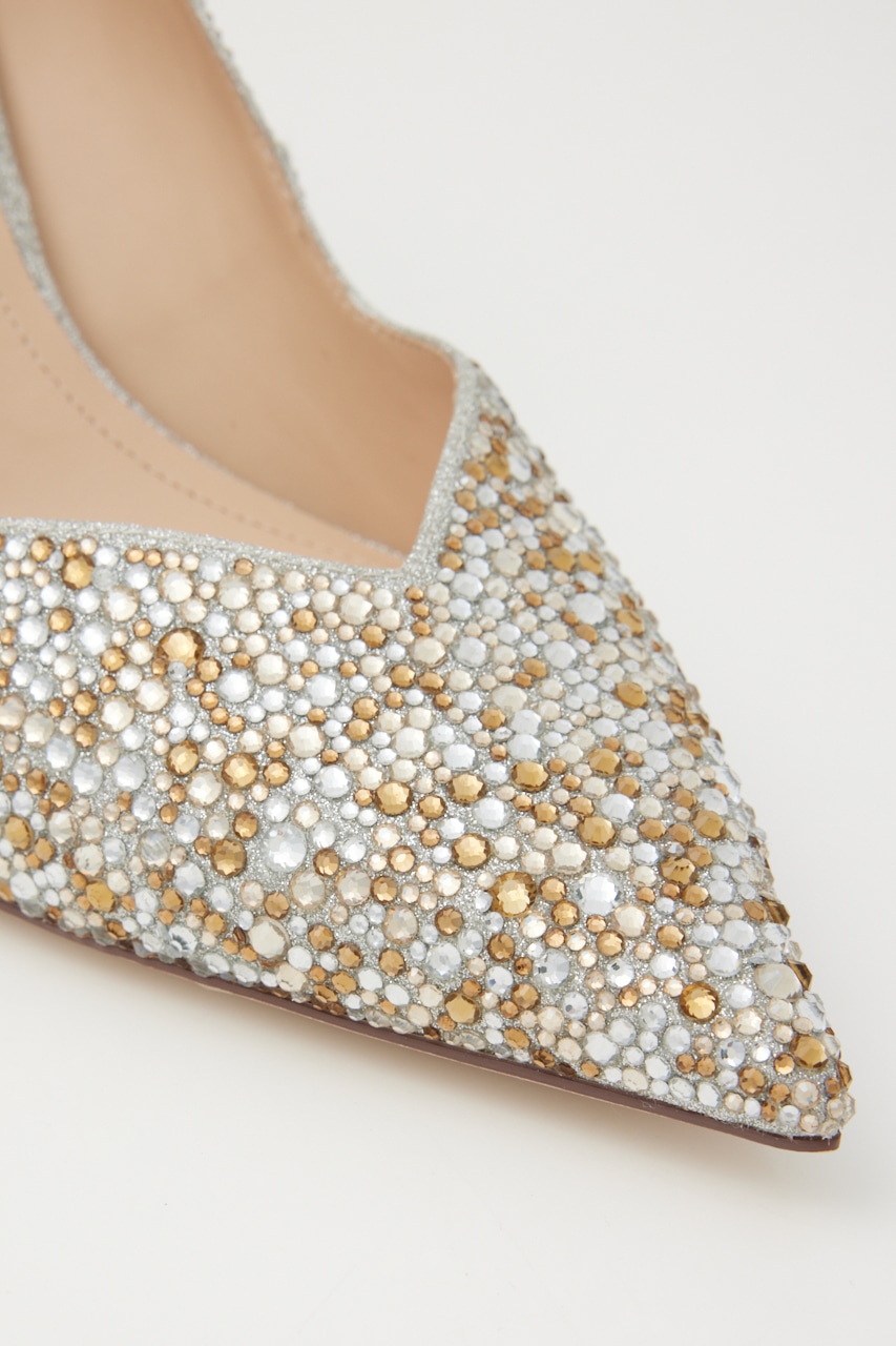 Vカットクイーンパンプス 柄SLV 24.0cm