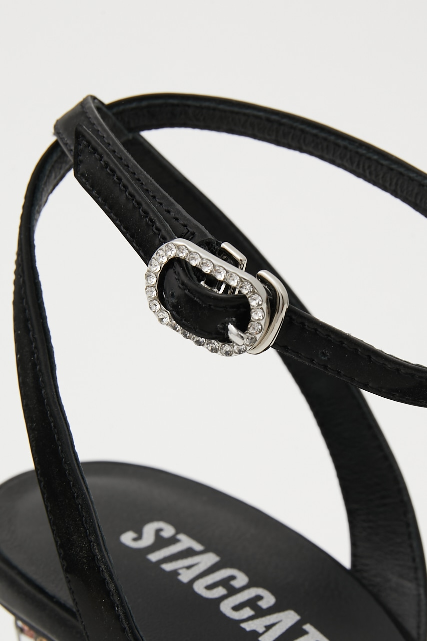 テ-フォニーカラーストーンヒールサンダル BLK 24.5cm