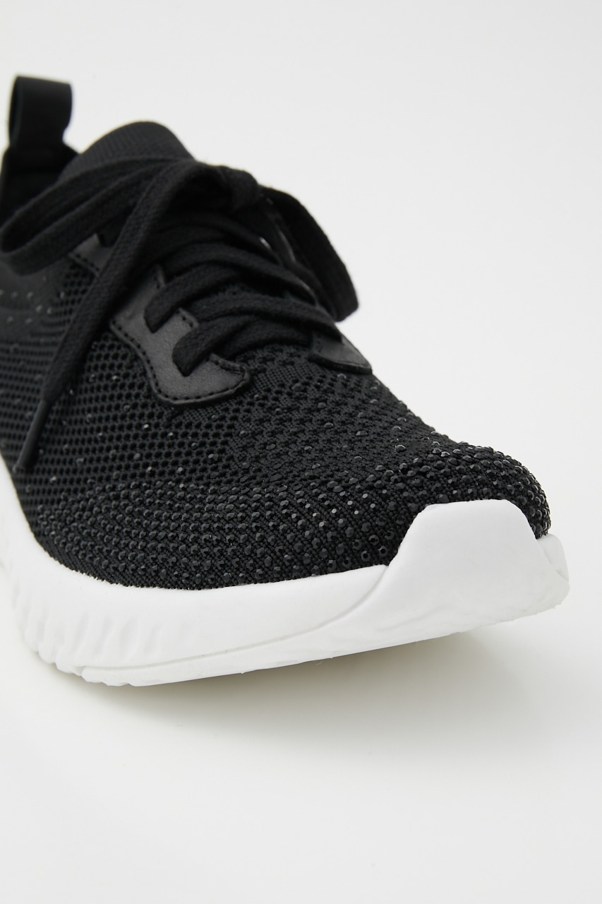 レースアップフラッフィースリッポン BLK 24.5cm