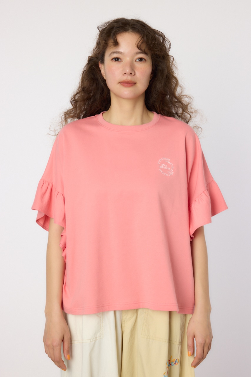 フリルスリーブトップス L/RED FREE