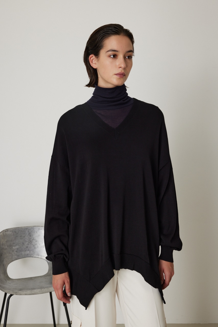 V-neck wide knit PO