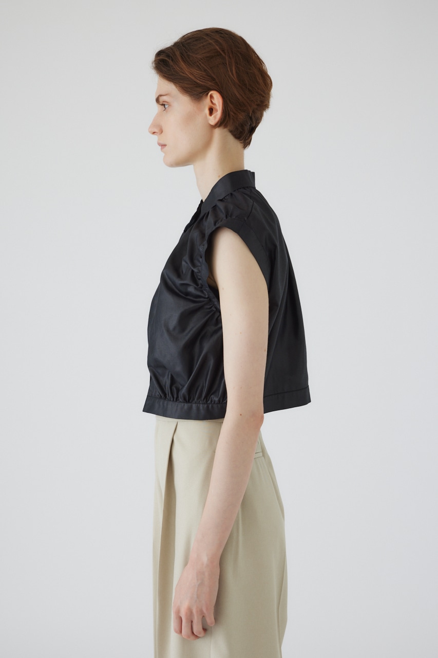 Leather like compact vest BLK 38