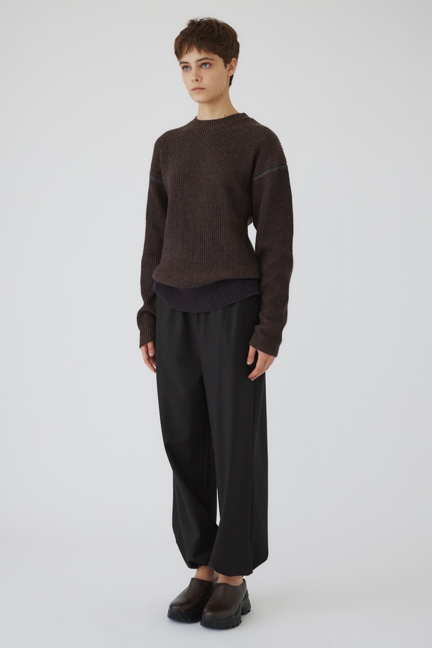 【LIMITED SALE】Curved mix color tunic BRN FREE