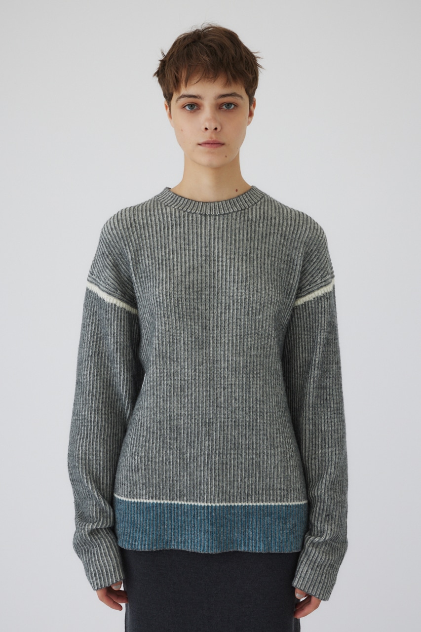 【LIMITED SALE】Curved mix color tunic L/GRY FREE