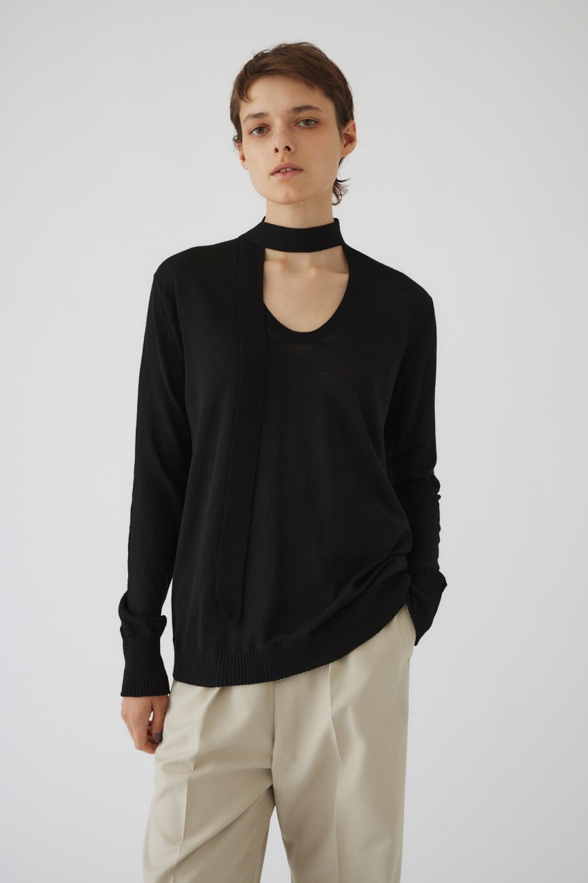 【LIMITED SALE】Classic tie knit BLK FREE