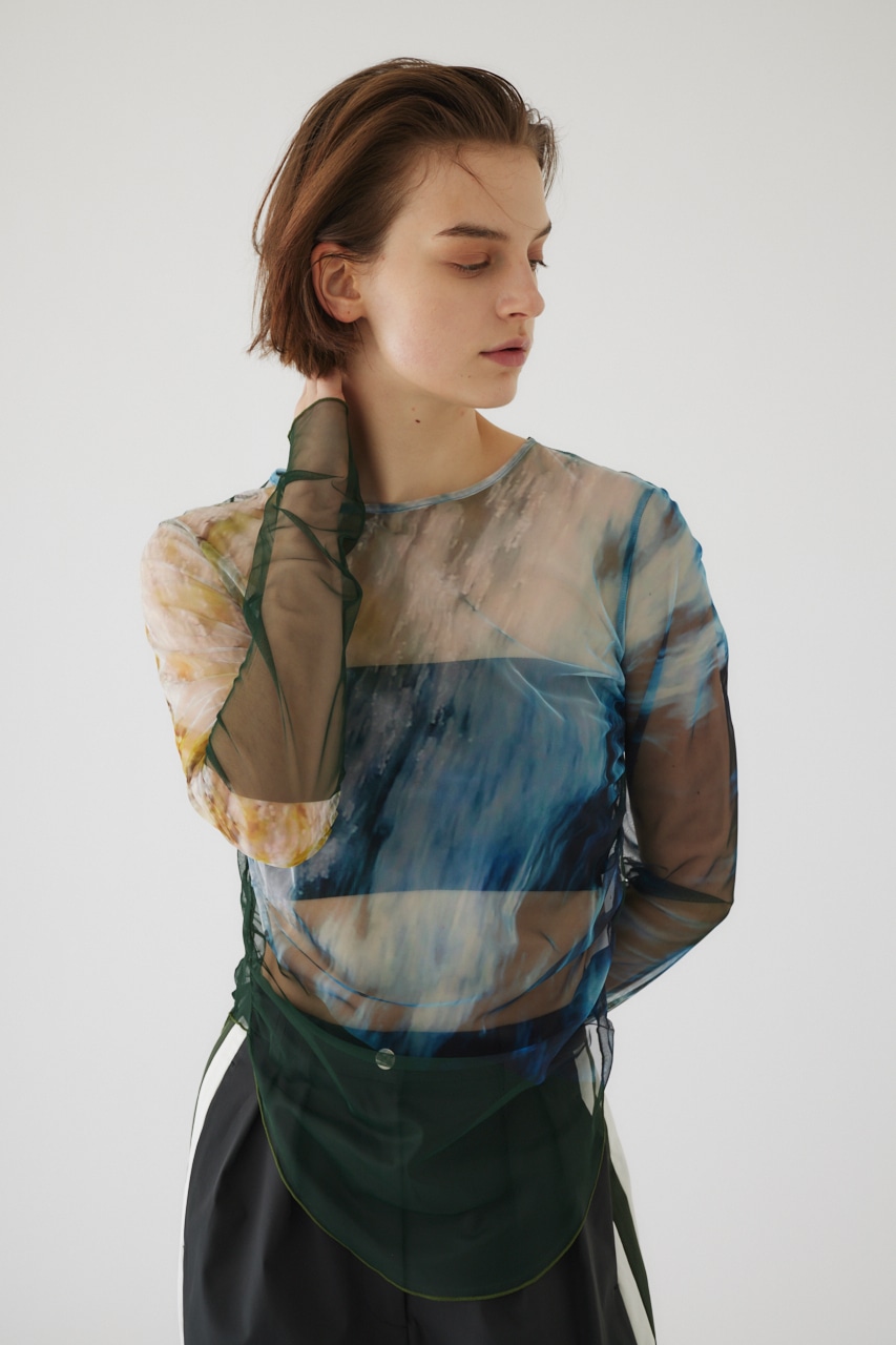 Photograph printed tops GRN FREE