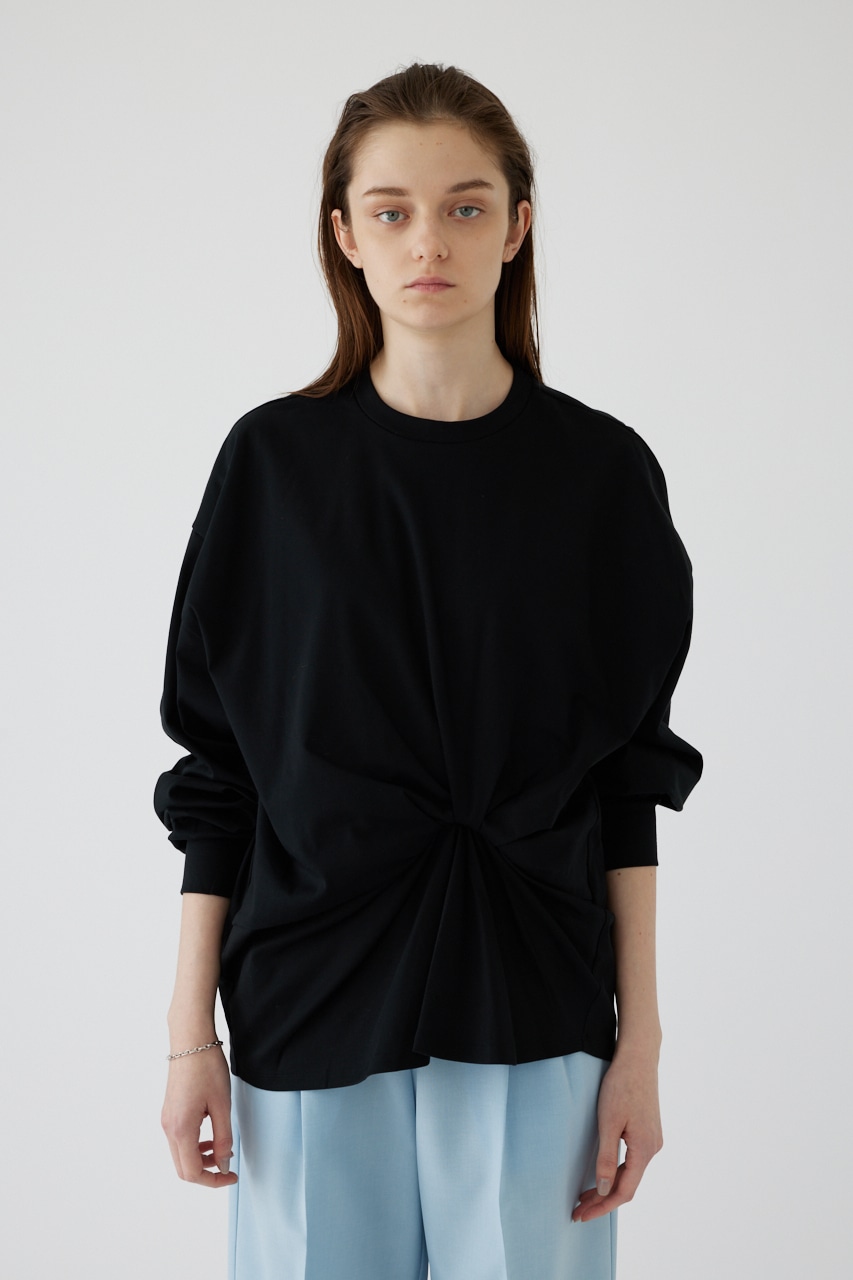 【LIMITED SALE】Front twist cut tops BLK FREE