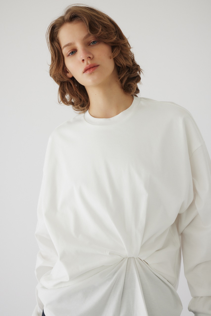 【LIMITED SALE】Front twist cut tops WHT FREE