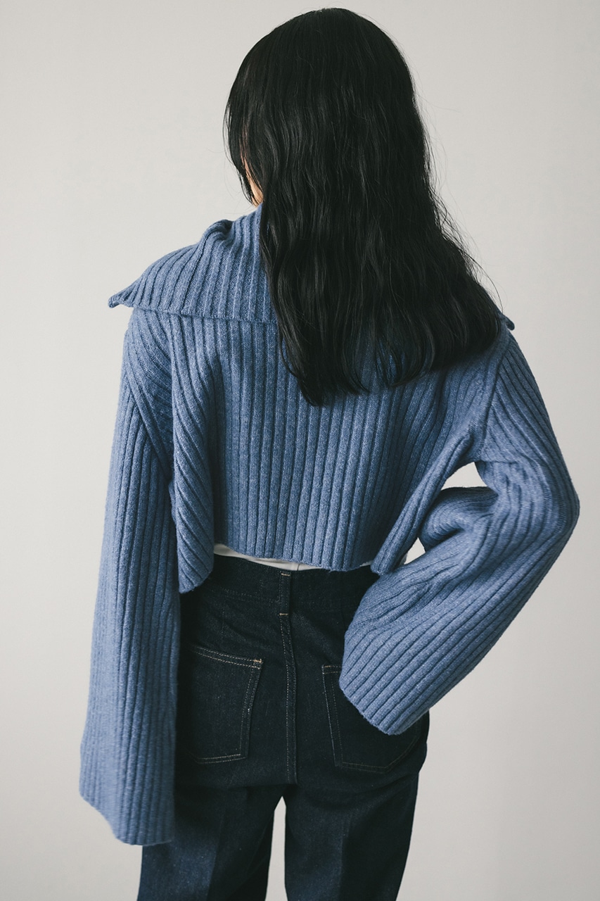 ビッグカラージップショートニット BLU FREE