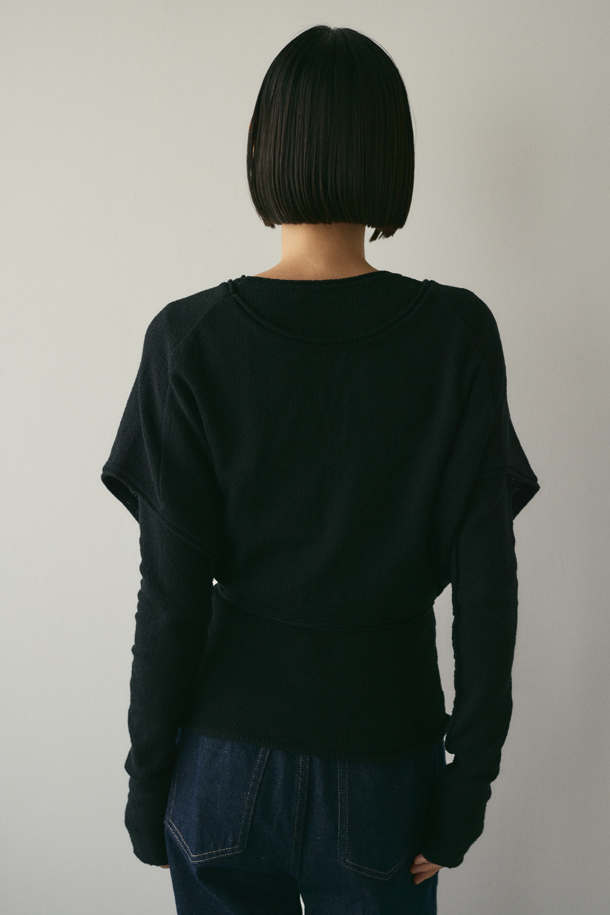 カシュクールベストセットニット BLK FREE