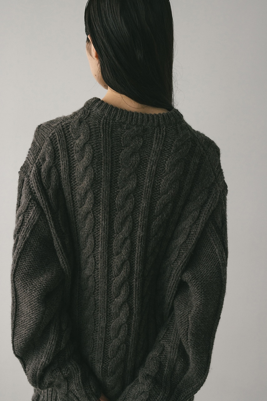 ケーブルニュアンススリーブニット GRY FREE