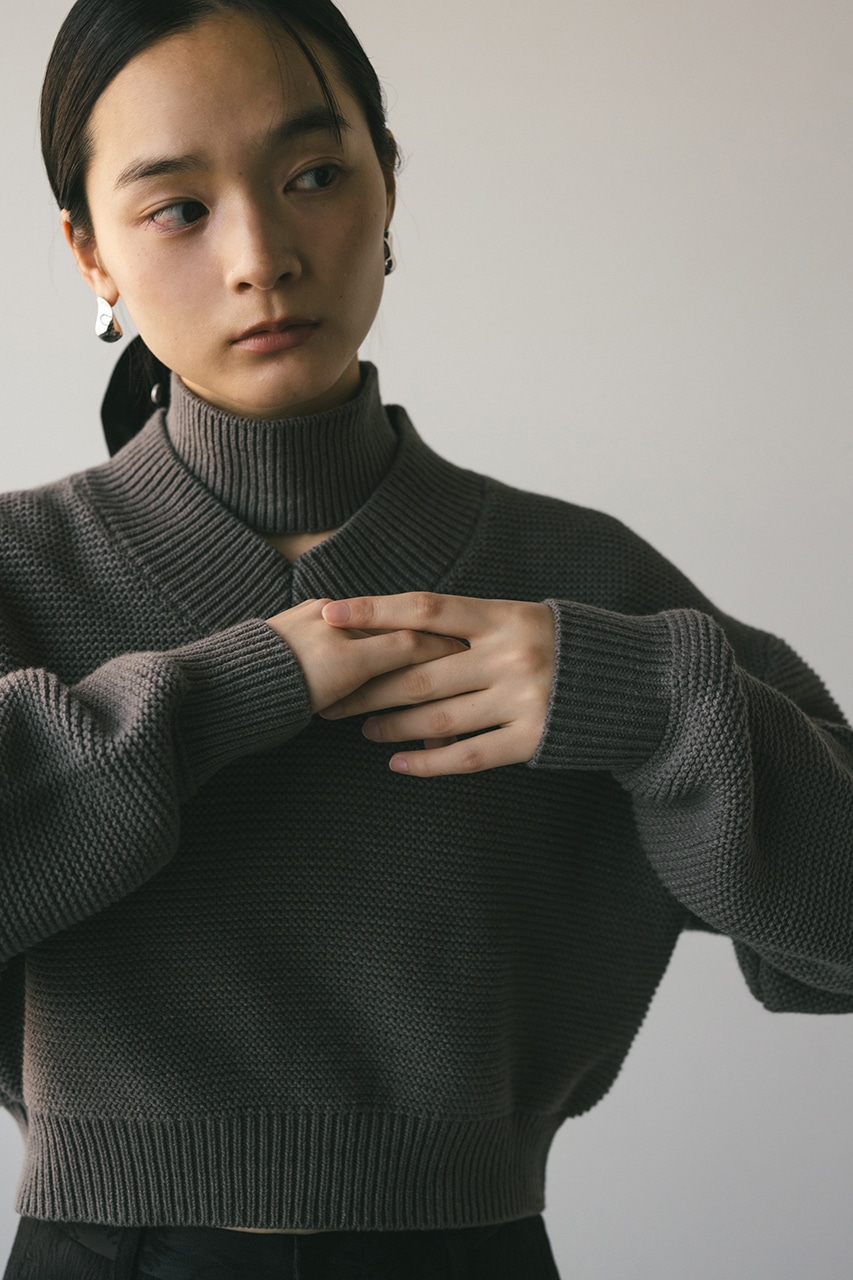 チョーカーネックVニット GRY FREE