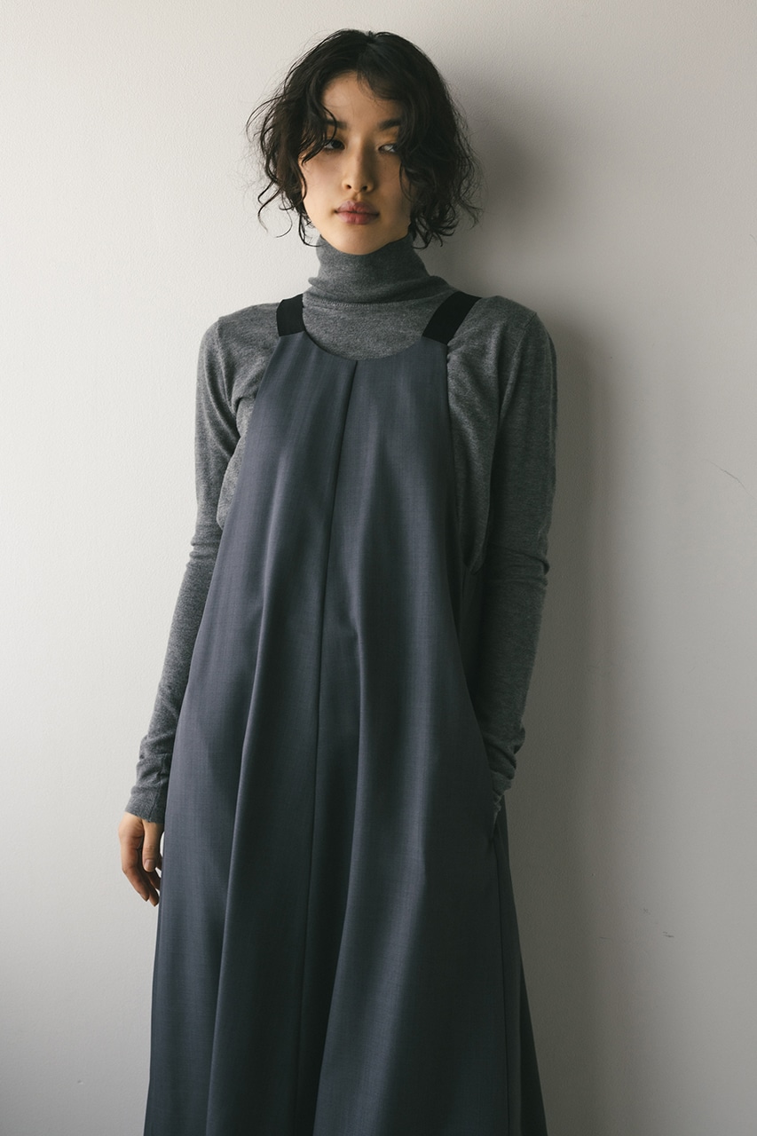 バックルギャザーフレアワンピース GRY M