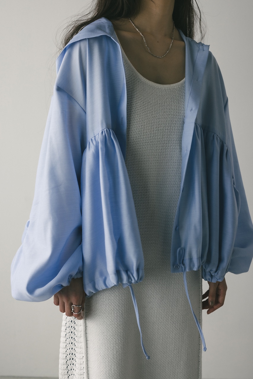 シアーギャザーフードシャツブルゾン SAX FREE