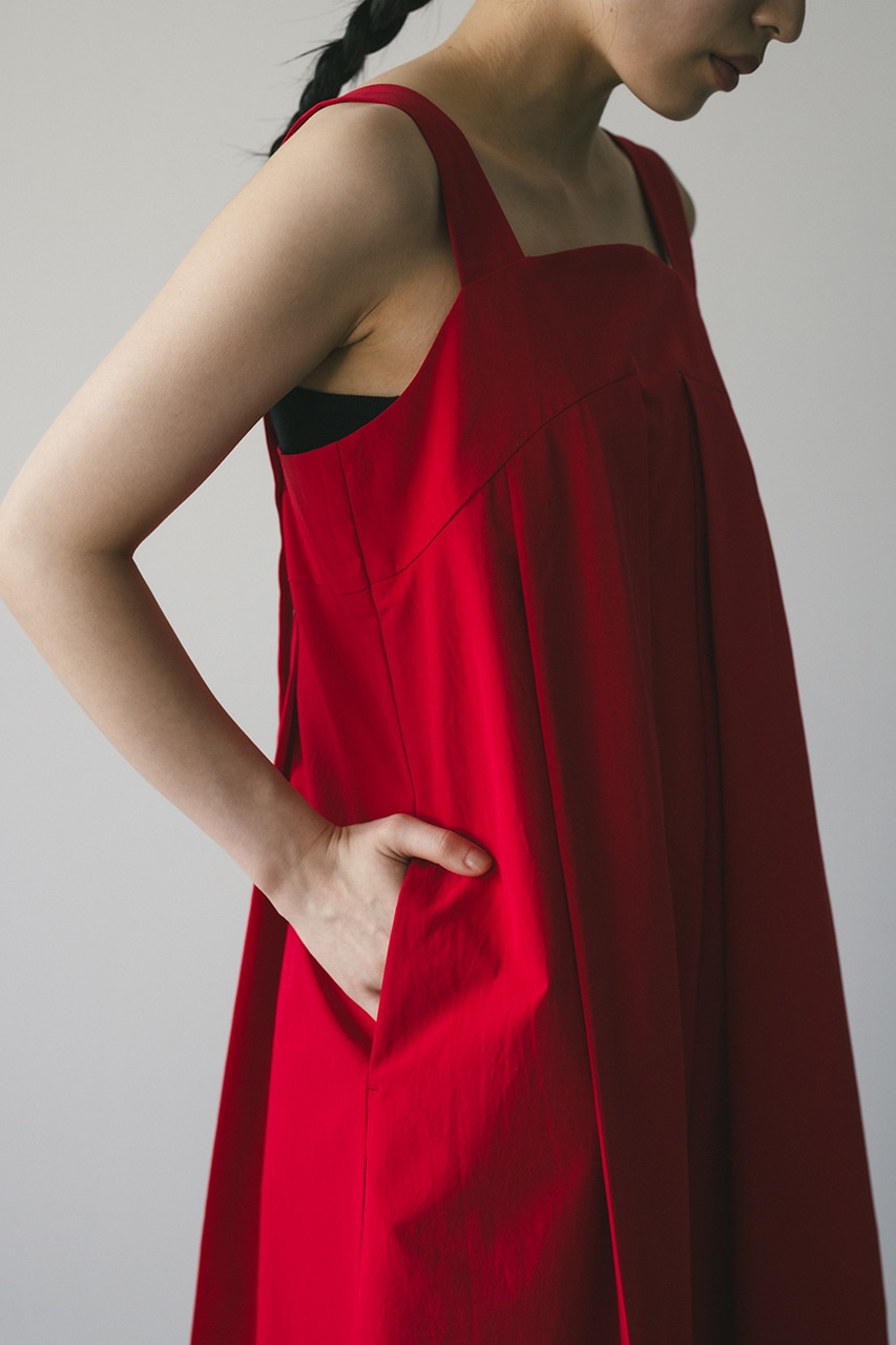 サイドパネルフレアワンピース RED M
