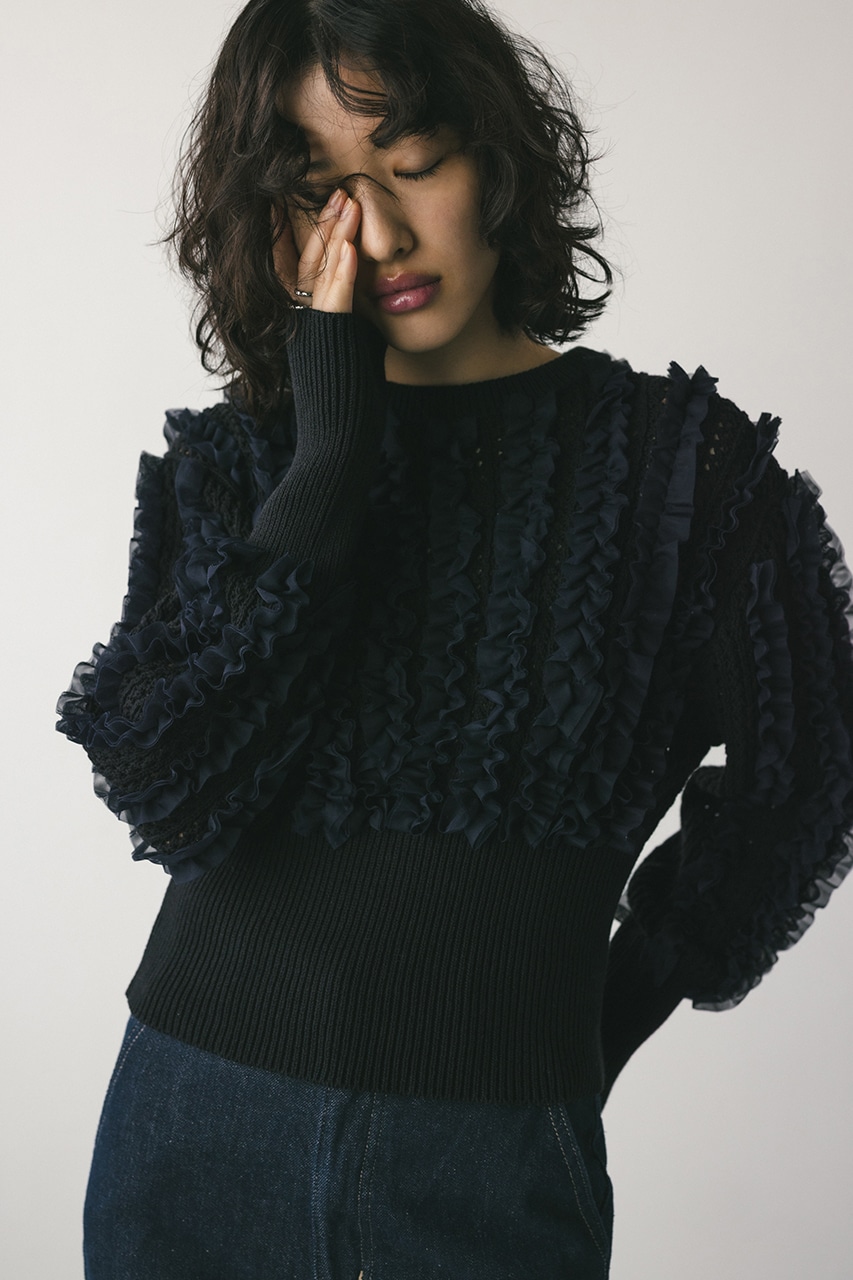 チュールフリルニット NVY FREE