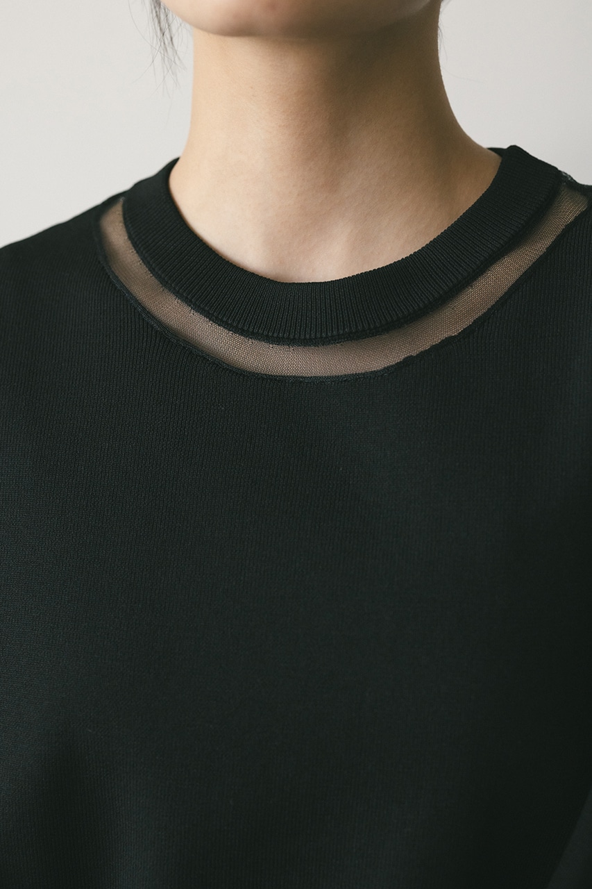 ネックシアーニットトップ BLK FREE