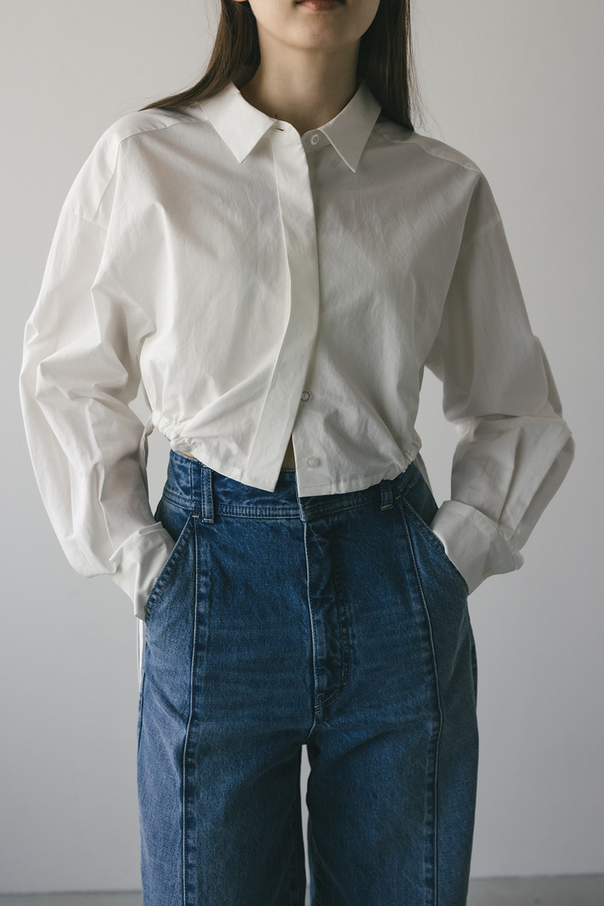 ヘムギャザーショートシャツ WHT FREE