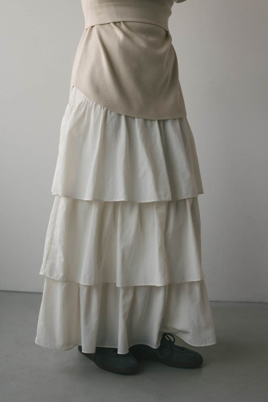 ティアードフレアスカート WHT M